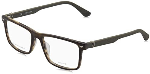 Police VPLF74 Brille, Matt Striped Green, 54 für Herren, Matt gestreiftes Grün