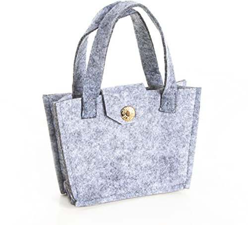 Logbuch-Verlag kleine Filztasche Osternest Geschenktasche mini Verpackung zum Befüllen grau 15 x 11 x 6 cm Körbchen mit Druckknopf aus Filz