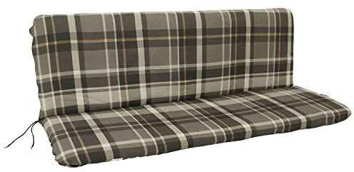 DEGAMO Bankauflage Polsterauflage Seattle für Gartenbank 3-sitzer 138x88cm, mit Rückenteil, grau beige kariert