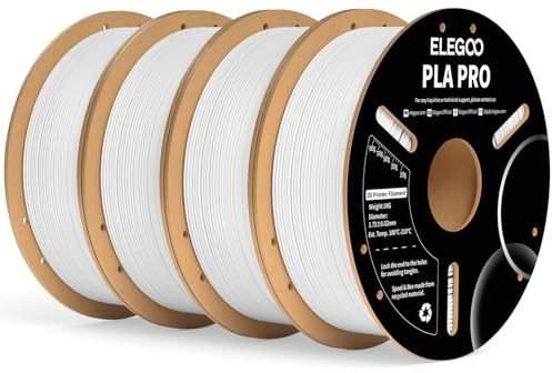ELEGOO PLA PRO Filament 1,75mm Weiß 4kg | Verbesserte Steifigkeit 3D-Druckmaterialien, Maßgenauigkeit +/- 0,02mm, Passt für die Meisten 3D-Drucker, 1kg Spule (2.2lbs)