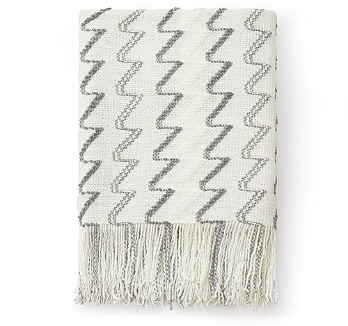 Counfeisly Flauschige gestrickte Fransendecke, leicht, weich, gemütlich, für Bett, Sofa, Stuhl, Überwurf, Decken, 127 x 152,4 cm