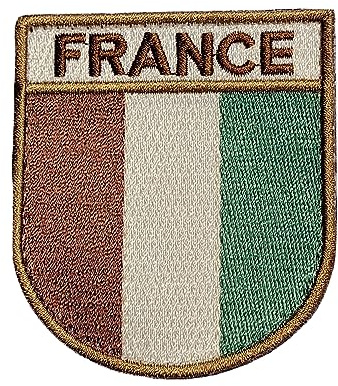 Ecusson Drapeau Français Desert Tissu brodé avec scratch Collection France Tricolor Bleu Blanc rouge