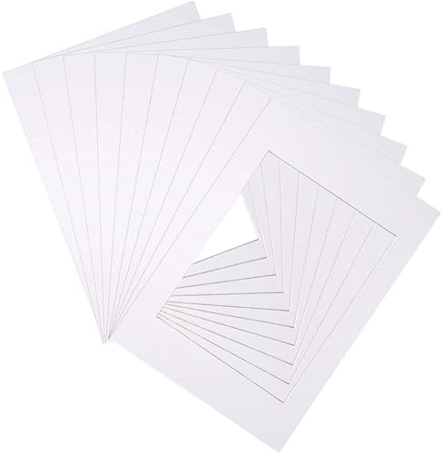 10 Pcs Frame Photo Mats, Paper Picture Mat, Rectangular Picture Frame Mat Board, Picture Cardboard Mounts Inside Aperture, White Acid Free Photo Frame Mount A3 for Painting Artwork