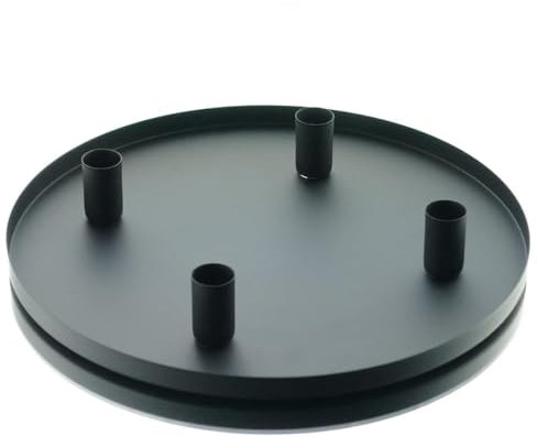 Tablett Schwarz mit 4 Magnet-Stabkerzenhaltern Ã˜ 30 cm - Metall