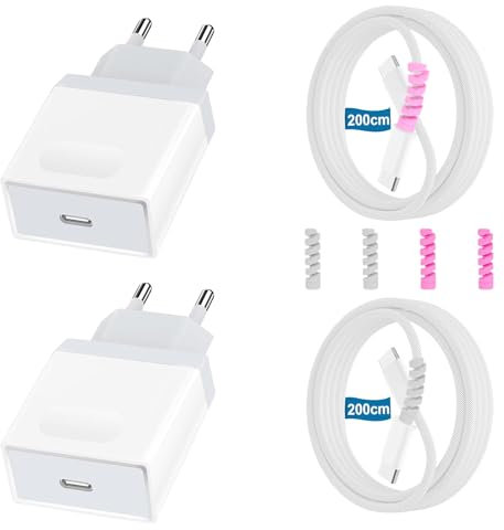 Chargeur USB C Rapide for iPhone 15, 4 Pack 25W Prise Adaptateur et 2M Cable for iPhone 15 Pro/15 Pro Max/15 Plus/iPad Pro/Samsung Galaxy S23 S22 S21 Adaptateur Type C Secteur Alimentation