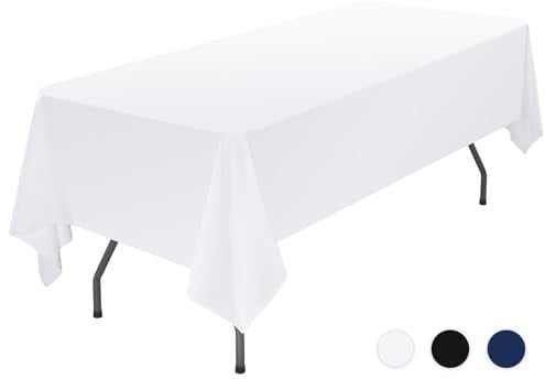 Showgeous Tischdecke Weiße Tischdecken 153×320cm Rechteckige Tischdecke Polyestergewebe Waschbare Tischtuch für Restaurant Restaurant Thanksgiving Weihnachten Jubiläen