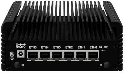 ROUAFWIT Micro Firewall N100 12TH Gen Fanless Mini PC, DDR5 8GB RAM 128GB SSD Router Appliance Computer, Support Windows, OPNsense, 6 x 2.5Gbe i226-V Ethernet, TF, Type C, AES-NI
