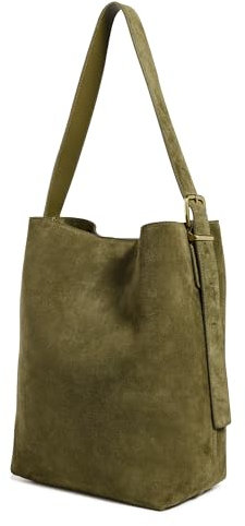 Madewell Essentials Bucket Tote für Damen, Schattiertes olivfarbenes Wildleder, Einheitsgröße
