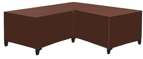Gartenmöbel Abdeckung, L-Form Lounge Abdeckung Wasserdicht Rattan Sofa Abdeckung, Für Gartenmöbel Sitzgruppe Ecksofa Eck-Loungegruppe Abdeckplane (250x250x100cm,Kaffee)