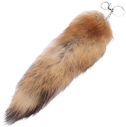 Caritierily Imitat behaarter Fuchsschwanz etwa Fell Schwanz Keychain Echtfell Foxtail Fuchschwanz Schlüsselanhänger Tasche Auto Schlüsselketten Anhänger Weiche flauschige