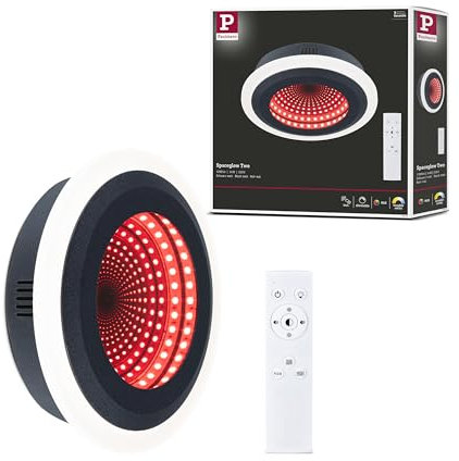 Paulmann 71037 LED Deckenleuchte Spaceglow Two RGB+ 1200lm 200mm 230V 14W Schwarz matt dimmbar Wand-/Deckenleuchte