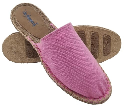 Maravillosas sandalias de estilo provenzal, sandalias de verano cerradas por delante, elegantes sandalias de alpargatas de cuerda, Rosa, 36 EU