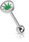 beyoutifulthings Zungen-piercing 2 Kugeln 5/7-mm HANF-BLATT Silber Weiß Piercing-s Chirurgenstahl Barbell-s Stab-länge 16-mm