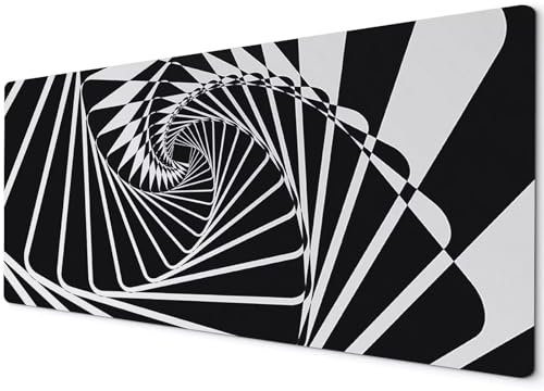 Large Mouse Mat 27.6 x 15.7 x 0.12 inch Extended XXL Mousepad,Black White Spiral Gaming Mouse Pad,with Anti-Slip Base Desk Mat,Washable Mouse Pad for Office & Home Computers,Laptop,Gaming 700x400x3mm