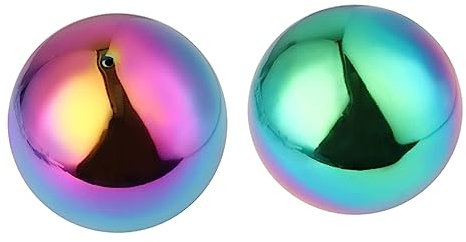 PAMINGONO 2stücke Teiliges Edelstahl Rainbow Gazing Balls Hohl Spiegelpoliert Bunte Kugeln Für Garten Wohnraumdekoration Wetterfest Und Vielseitig Einsetzbar