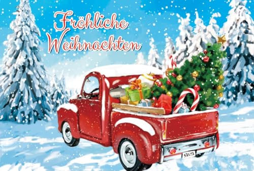5 Premium Grußkarte Weihnachtskarte 3D Hologramm Karte Wackelkarten Hologrammkarten Weihnachten Auto Pick up Geschenke inklusive farbigem Umschlag