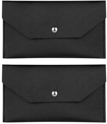 Ptwola 2 Pcs Leather Envelope Wallet Reusable Waterproof Banknote Wallet Travel Budgeting Check Billing Purse Banknote Organizer Set Check Divider Pouch Bill Planner for Women and Men