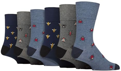 Gentle Grip 6 Pairs Mens Plain Black Navy Grey Everyday Cotton Socks, Size 6-11