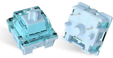 ELUTENG 100pcs Blaue keyboard switches, 5 Pin Transparentes Gehäuse, Pre-lubed Staubdichter Schaft, 48gf MX Mechanical für Mechanische Tastatur Gaming/DIY Gaming Kit
