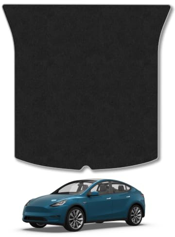 Tesla Model Y (2022+) Carpet Boot Mat | Grey Edge Trim Tailored Fit Boot Liner Full Coverage Protection Accessories Easy Clean Anti Slip Made in the UK
