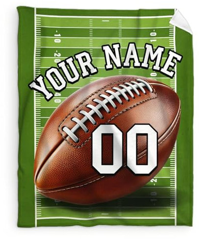 GiftRomance Personalisierte Rugby-Wurfdecke, Rugby-Geschenk, Coole 204 x 153 cm Kuschelige Weiche Flanell-Decke für Bett Wohnzimmer, Zuhause, Personalisierte Decke für Männer Jungen