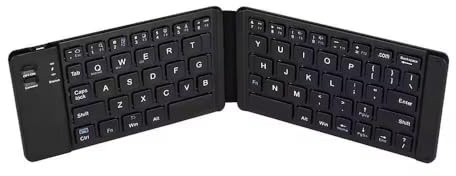 JQVDE Teclado inalámbrico Plegable con Panel táctil, Recargable, Plegable, con Bluetooth, Compatible con PC, Mac, Smartphones, Windows, iOS y Android.(2 Fold White)