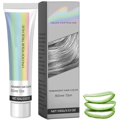 2-in-1 Natural Essence Extract Silber-Haarfarbe, Persistence Fashion Color Hair, Silber-Metallic-Haarfärbecreme, Pflegend und Färbend für Männer und Frauen, Farben in Minuten, für alle Typen (1pcs)