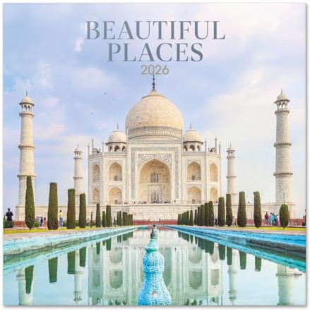 Beautiful Places Wall Calendar 2026 12 x 12 FSC® Plastic Free - Starts Week On Sunday | Family Planner Travel Calendar 2026