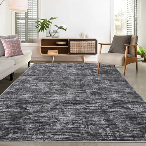LuxFocus Teppich Wohnzimmer 160x230 cm Modernes Uni-Design Dunkelgrau | Moderner Minimalistischer Teppich für Schlafzimmer Esszimmer Büro, Waschbar Faltbarer Rutschfest