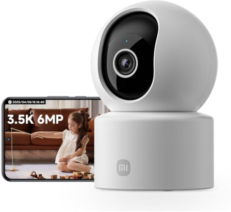 XIAOMI C500 Indoor Camera, 3.5K 6MP 360° Security Camera Indoor, 2.4/5GHz | Pet Camera Person/Pet Detect & Auto-Track, Physical lens Shielding, True Colours in Low Light, Two-Way Audio, Wi-Fi 6, Alexa