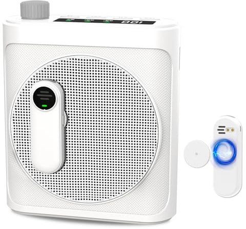 Amplificateur de voix sans fil avec lavalier magnétique, amplificateur de voix portable pour enseignants avec 2 micros, système de haut-parleurs Bluetooth rechargeable pour salle de classe, yoga