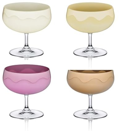 Crystalex Kristall-Eisbecher 'Candyland', 300ml, Böhmisches Kristallglas, 4-teiliges Set, Klar, Dessertbecher, Höhe 10,6cm Bohemia
