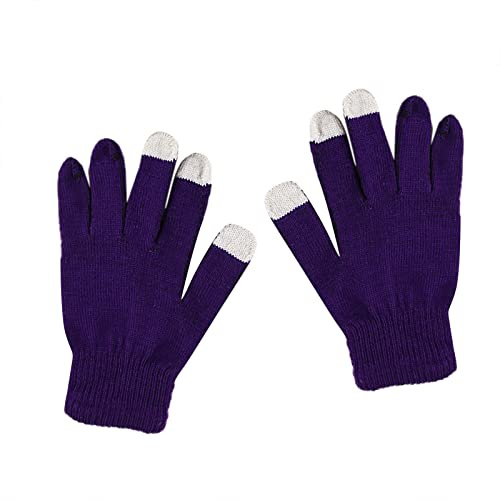 Handschuhe Damen, Gestrickte Einfarbige Wollhandschuhe Für Damen Und Herren (Lila Einheitsgröße)