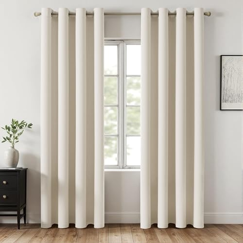 MIULEE Verdunklungsvorhänge Thermo Blickdicht Ösen 2er Set 140x245cm Weiß