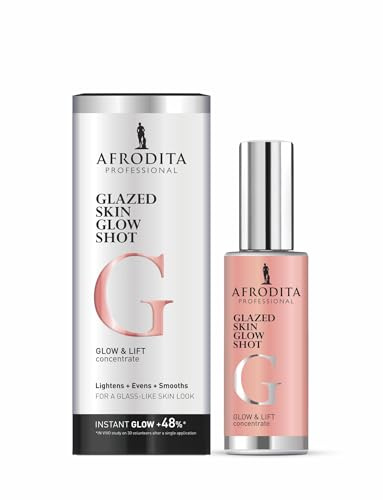Afrodita Professional Glazed Skin Glow Shot Gesichtsserum, Glow Konzentrat mit Niacinamid, Peptiden, Mandel- und Lactobionsäure, für strahlende, ebenmäßige Glass Skin Optik, 30 ml
