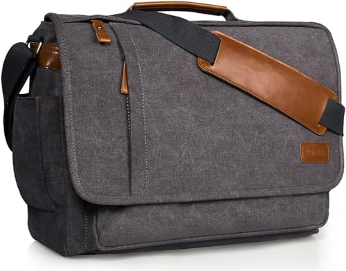 ESTARER Laptoptasche 17 Zoll Umhängetasche Canvas für Arbeit Uni