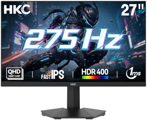 HKC 27 Zoll Gaming Monitor 240Hz(oc to 275hz) Fast IPS QHD 1440p 1ms HDR400 | 2560x1440p, 95% DCI-P3, Adaptive Sync, Hardware-Blaulicht, VESA 100x100, 2x HDMI 2.0 & DP 1.4 für PC und Spielkonsolen