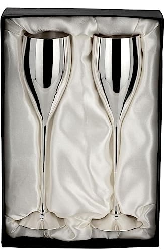SILBERKANNE Sektgläser Silber 2er Set – Versilberte Champagnerflöten 200 ml – Edle Sektkelche für Hochzeit & Event