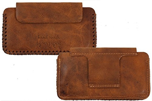 MATADOR Ledertasche kompatibel mit Apple iPhone 8/12/13 MINI Leder-Hülle Case Tasche Quertasche Gürtelschlaufe und Magnetverschluss Antik Braun
