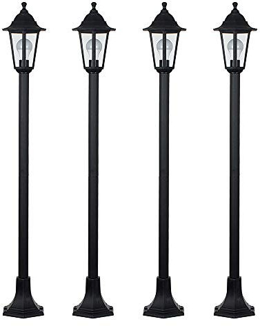 MiniSun | 4 x Traditional Victorian Style 1.2m Black IP44 Outdoor Garden Lamp Post Bollard Lights Complete with 10w LED GLS Bulbs | Outdoor Lights & Home/Garden Improvements Essential