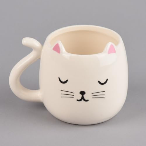 SCHÖNER LEBEN. Sass & Belle Tasse Katze Ohren und Schwanz weiß 15x9x10cm