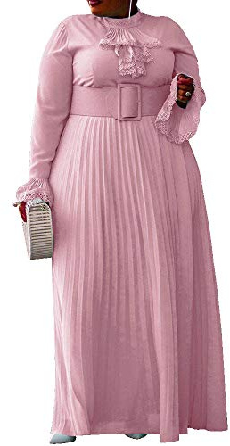 VERWIN Robe Maxi Grande Taille a Manches Longues et Demi-Lanterne Imprimee a Fleurs