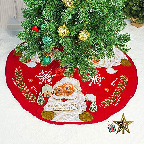Odot Weihnachtsbaum Rock Dekoration, Decke Weinachtsdeko 100cm Rund Weihnachtsbaumdecke Weihnachtsbaum Röcke Ornaments für Weihnachten Baum Rock Deko Schutz (100cm,Weihnachtsmann)