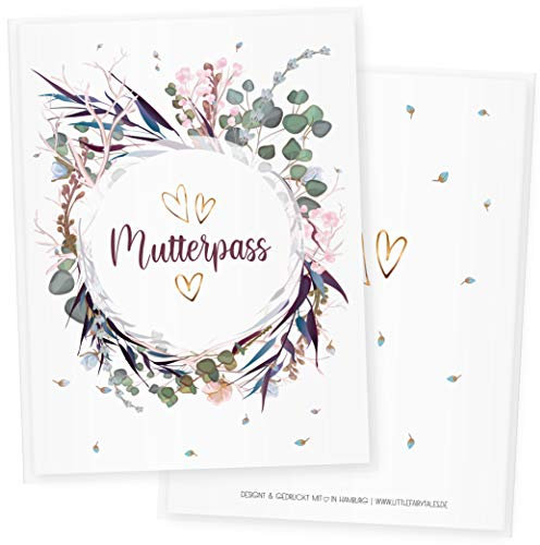 Mutterpasshülle 3-teilig, Mutterpass Hülle, Schöne Geschenkidee für Babyparty (Mutterpass DE, Watercolor 2)