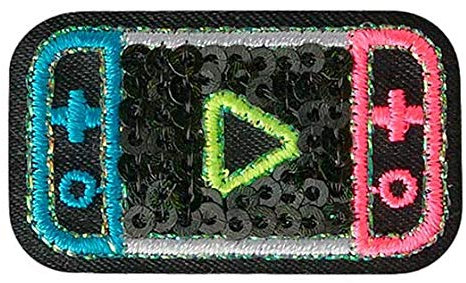 Mono Quick 0676x Neon Pailletten Bügelbilder, Patch, Applikation, Gitarre Kopfhörer etc (06764 - Konsole)