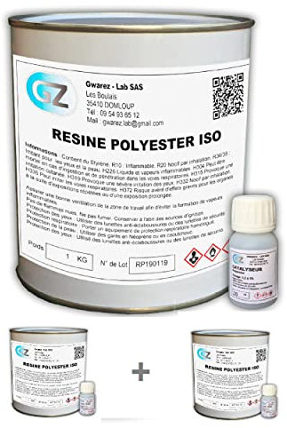 3 m² Tissu de verre 300 gr/m² + 2 Kg Résine Polyester iso + Catalyseur