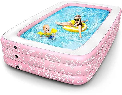 HGYJ Pataugeoire rectangulaire-305 * 183 * 56cm, Piscine Gonflable familiale Bleu Rose, Jardin d'été en Plein air en Bord de mer intérieur, Enfants/Tout-Petits/Adultes,Pink