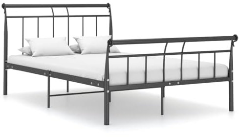 vidaXL Bettgestell Bett Metallbett Schlafzimmerbett Doppelbett Bettrahmen Ehebett Lattenrost Schlafzimmermöbel Schwarz Metall 120x200cm