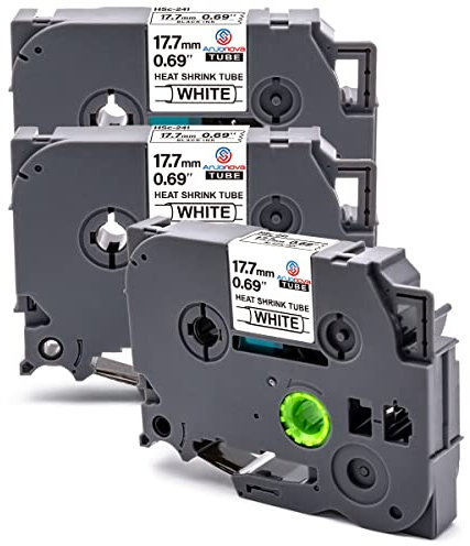 Anjonova 3X Compatible Brother Heat Shrink Tube 17.7mm Label Tape Replacement for HSE-241 Hse241, 1.5m Length Label for P-Touch PT-E300VP PT-E550W PT-E800W PT-D450 PT-P750W PT-2430PC, Black on White