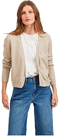 Vila Damen Viril Short L/S Knit Cardigan-noos Strickjacke, Beige (Natural Melange) ,XXL